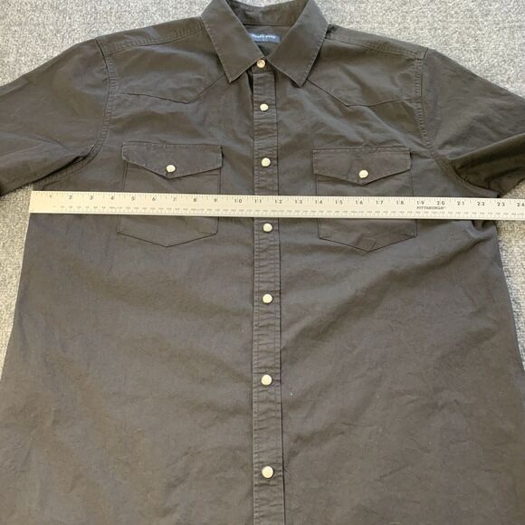 Double Pump Western Pearl Snap Shirt Mens Button Up Plain Black Size L Large - Picture 6 of 10